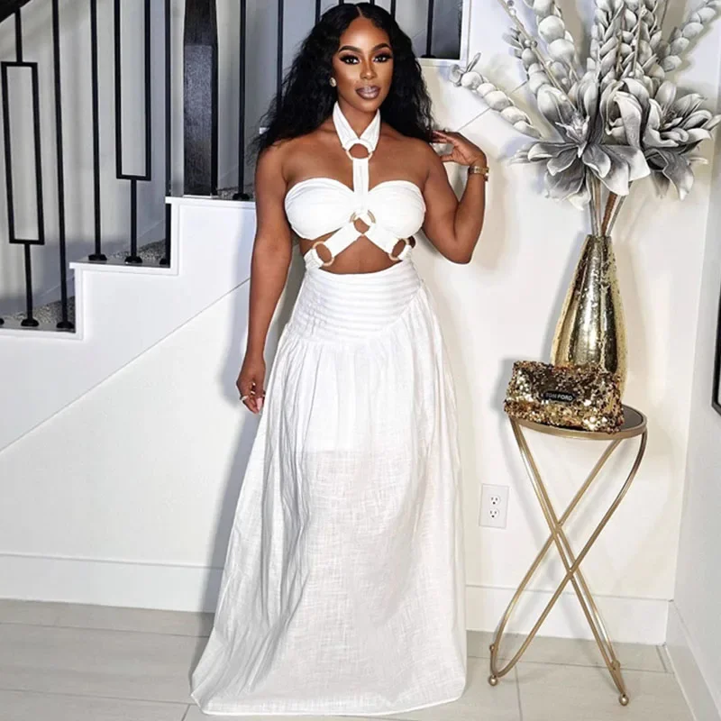 Maxi Dress Halter - Sexy Halter Backless Maxi Dress Sets