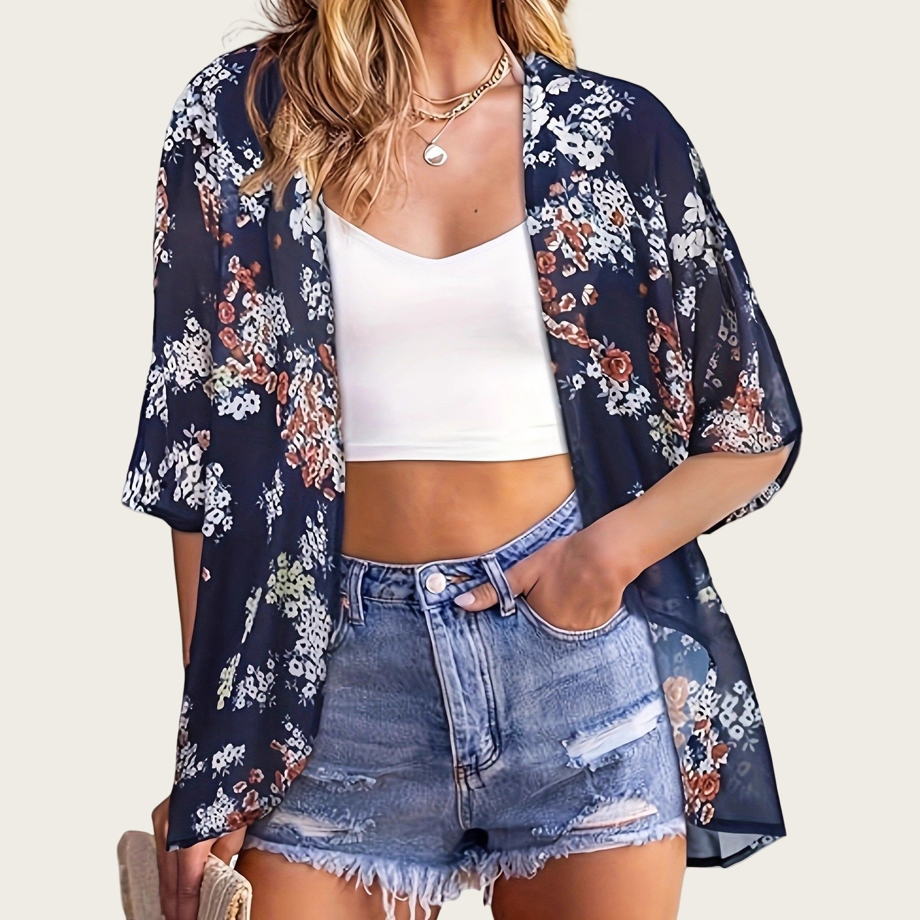 Swimsuit Woman 2025 Kimono Car – Kimono Sheer Floral Bewertung und Preis