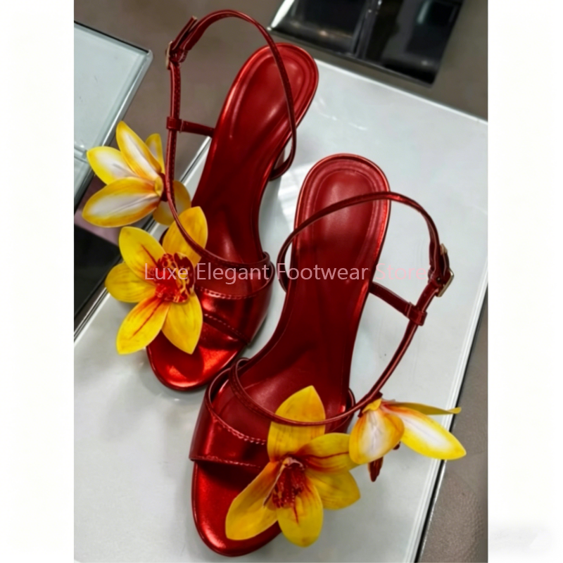 Red Flower Decor Back Strap Ho – Sandal Strappy Heeled Bewertung und Preis