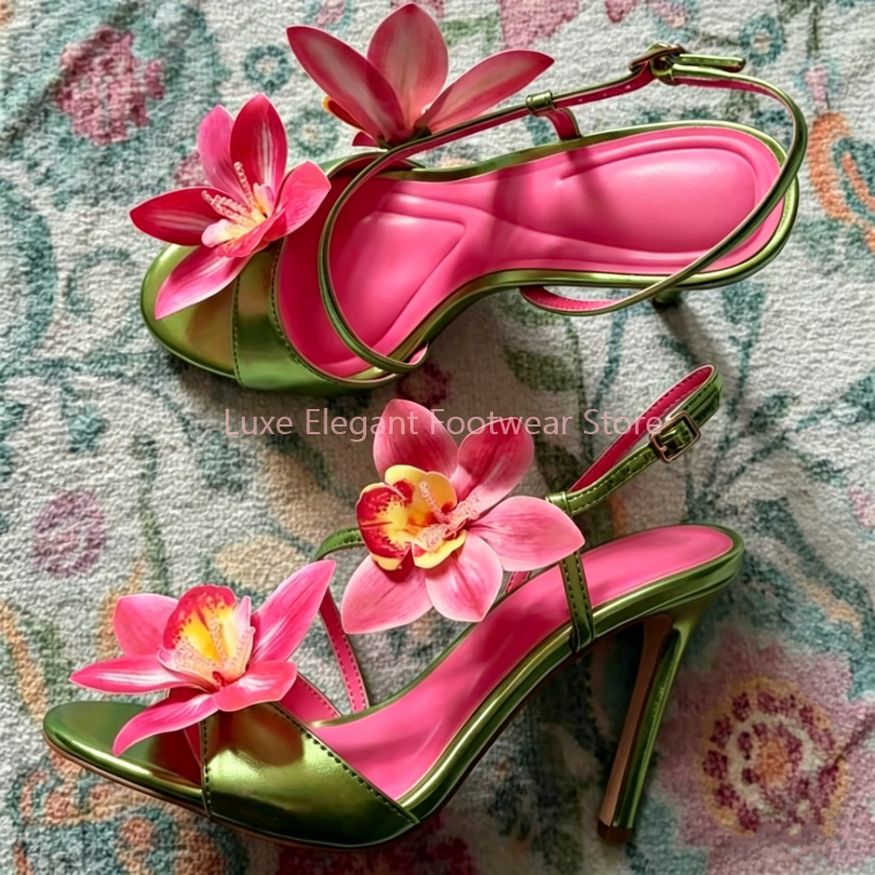 Red Flower Decor Back Strap Ho – Sandal Strappy Heeled Bewertung und Preis