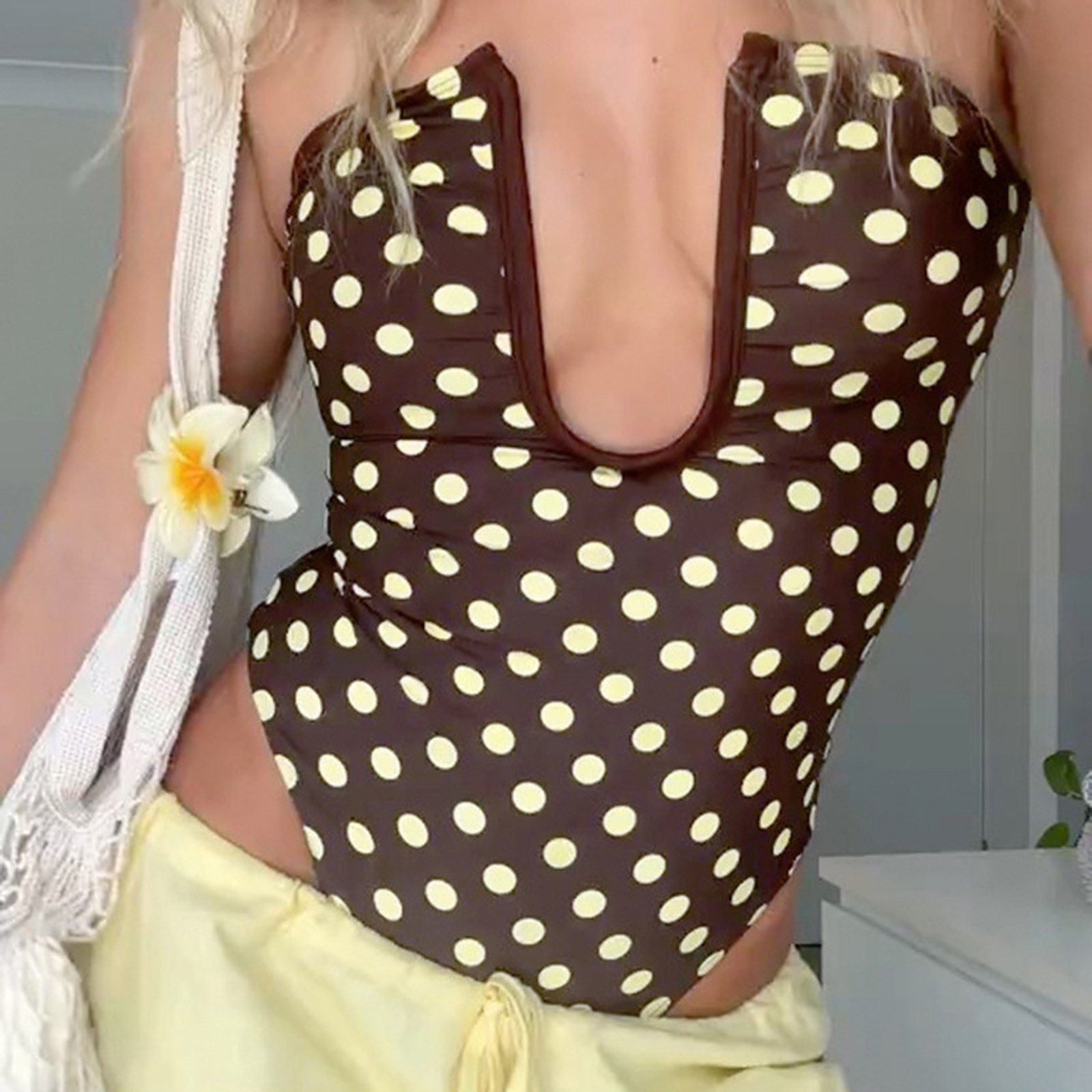 Strapless One Piece Swimsuit F – Swimsuit Bikini Ruched Bewertung und Preis