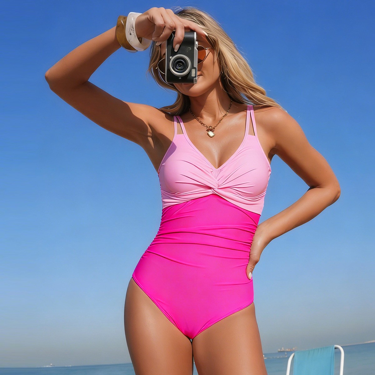 V Neck Twist Front One Piece S – Swimsuit Bikini Ruched Bewertung und Preis