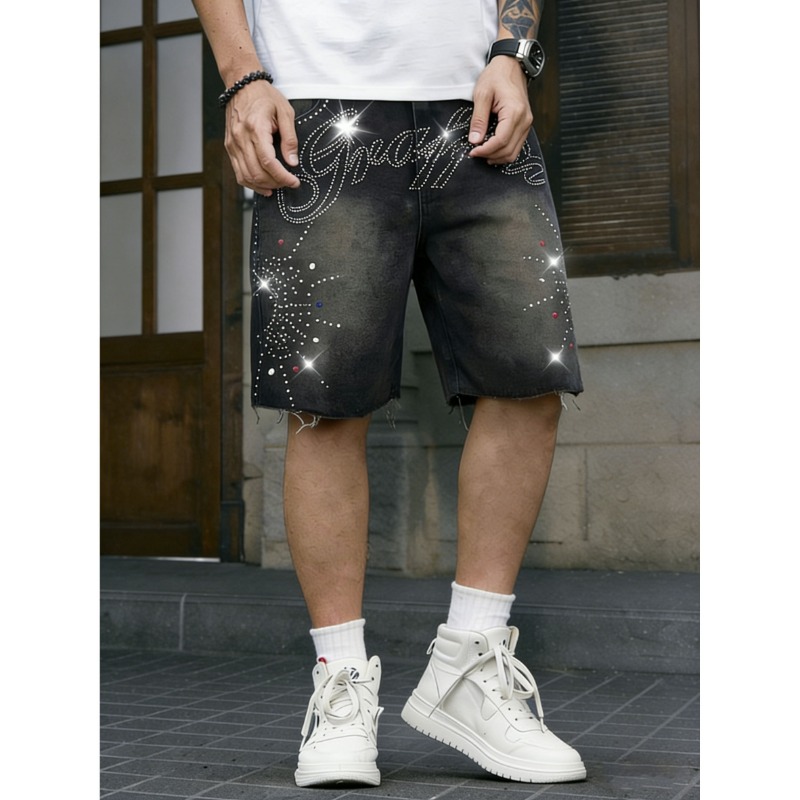 American Streetwear Men's Non- – Shorts Denim Frayed Bewertung und Preis