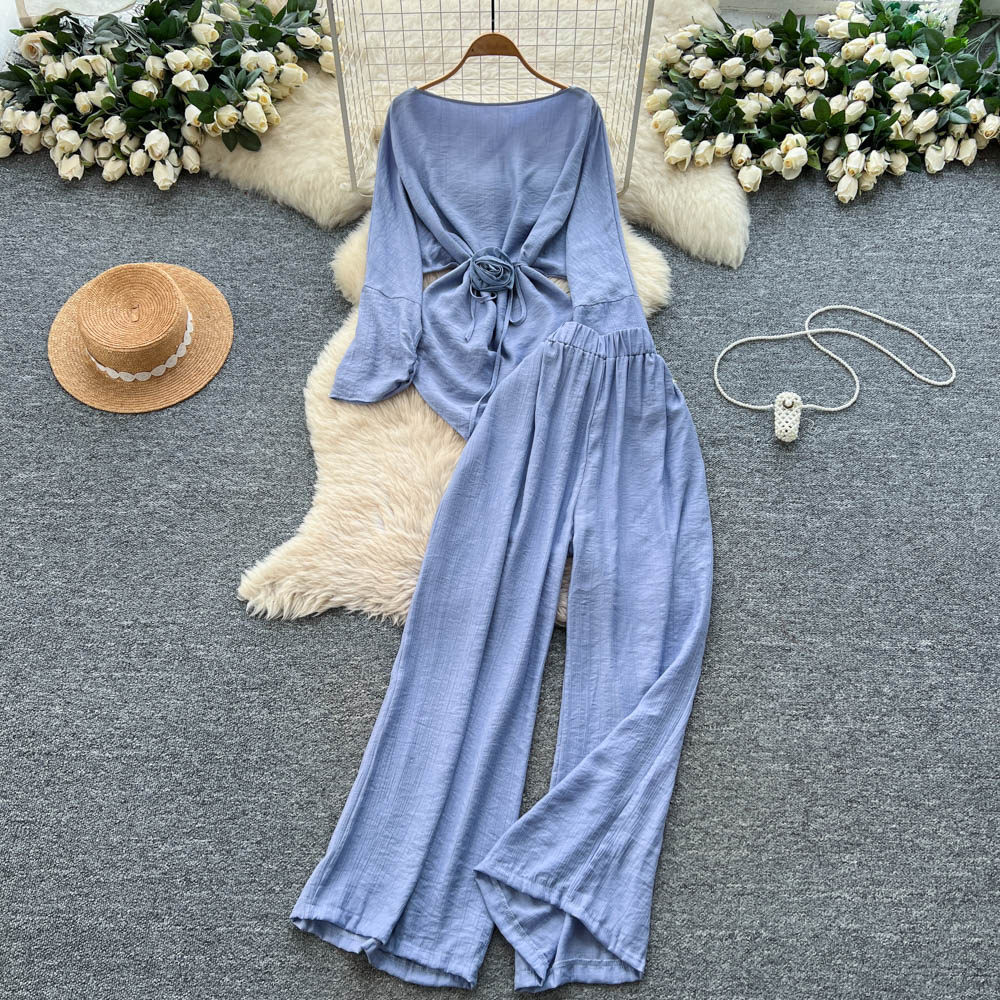 Two Pieces Women Pant Sets Sol – Linen Pant Wide Bewertung und Preis