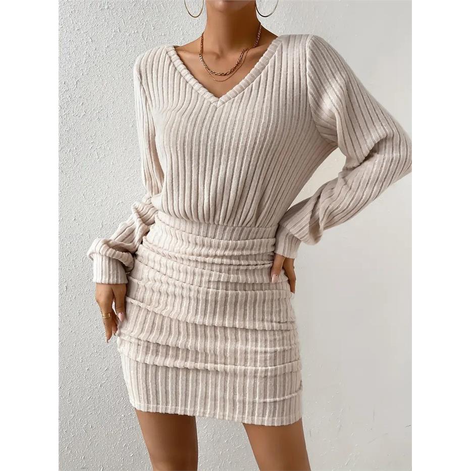 Women's Long Sleeve V-Neck Fle – Linen Dress Wrap Bewertung und Preis