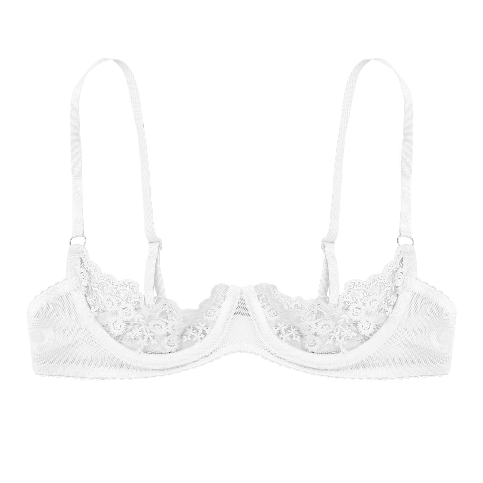 Women's Floral Lace Quarter Cu – Bralette Triangle Set Bewertung und Preis