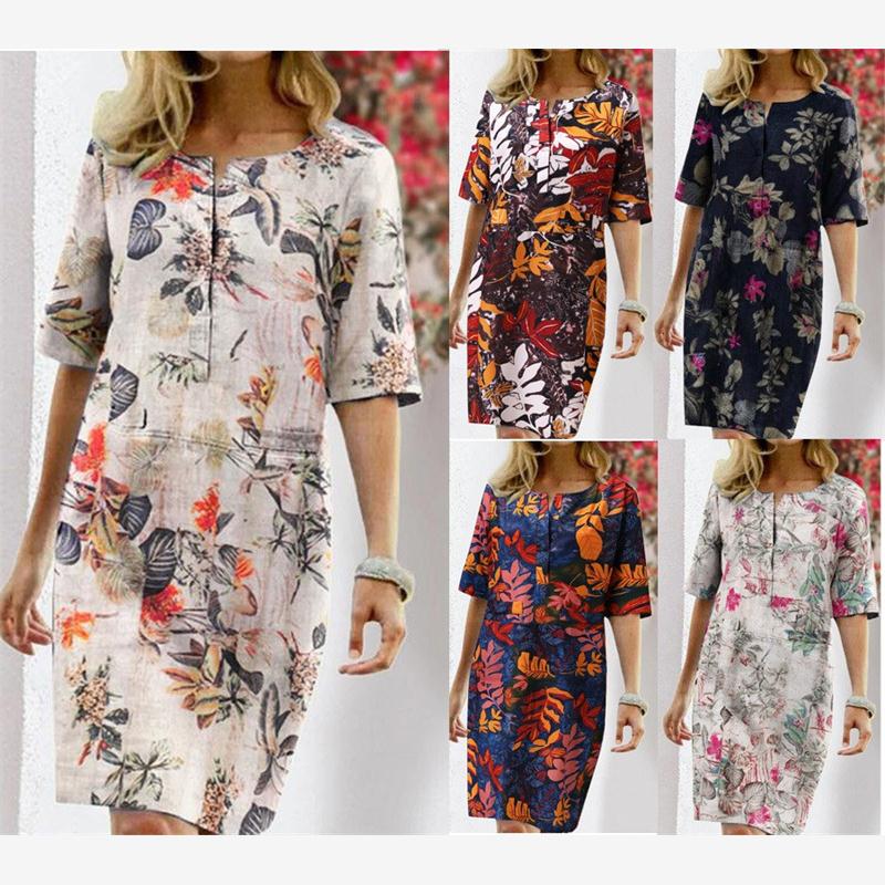 Summer Cotton Linen Printed Wo – Linen Dress Wrap Bewertung und Preis