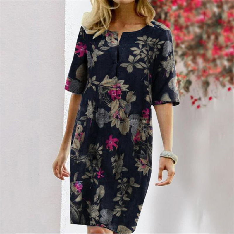 Summer Cotton Linen Printed Wo – Linen Dress Wrap Bewertung und Preis