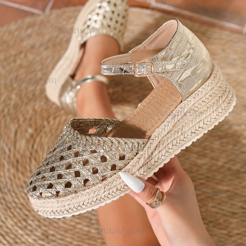 Boho Women's Hollow Out Woven  – Wedge Espadrille Women Bewertung und Preis