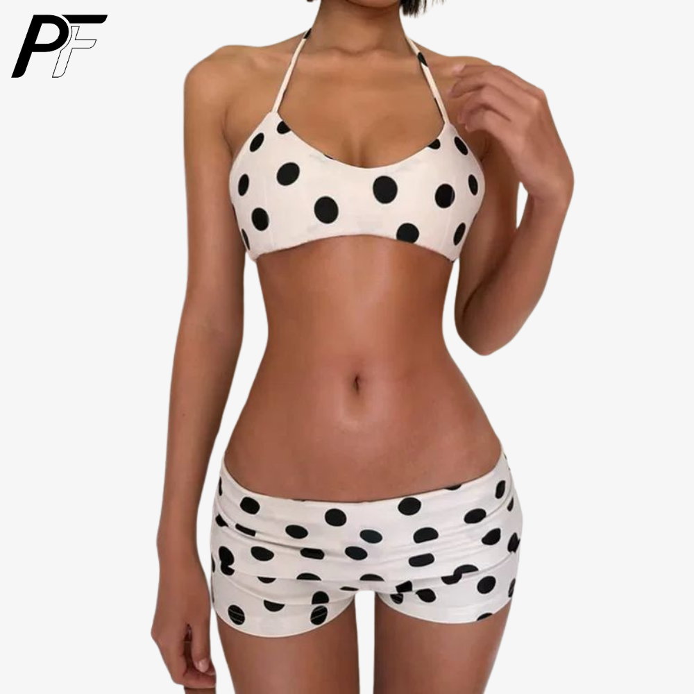 Women's Summer Polka Dot Halte – Swimsuit Bikini Ruched Bewertung und Preis