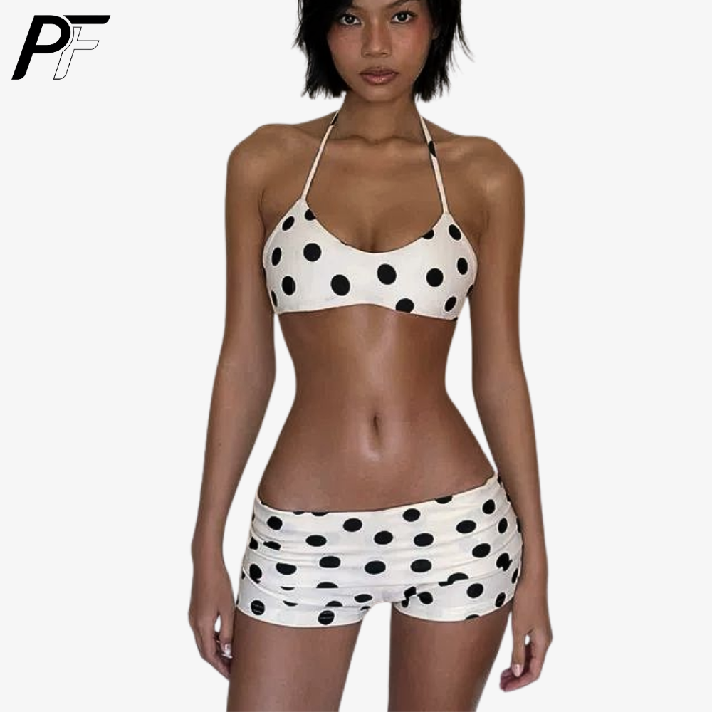 Women's Summer Polka Dot Halte – Swimsuit Bikini Ruched Bewertung und Preis