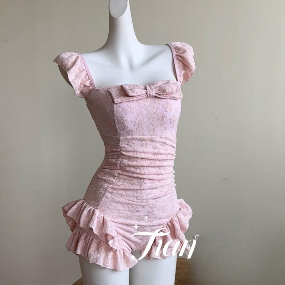 Swimsuit Women Pink Jacquard F – Swimsuit Bikini Ruched Bewertung und Preis