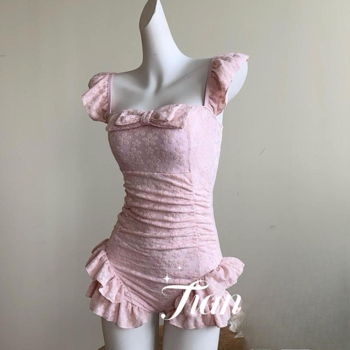 Swimsuit Women Pink Jacquard F – Swimsuit Bikini Ruched Bewertung und Preis