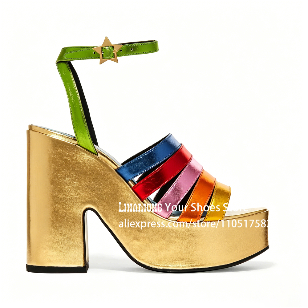 Multicolor Strappy Chunky Heel – Sandal Strappy Heeled Bewertung und Preis
