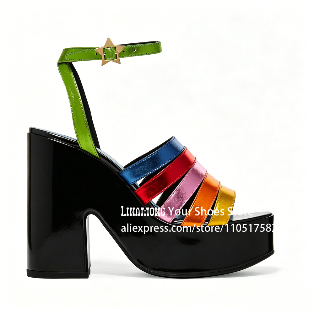 Multicolor Strappy Chunky Heel – Sandal Strappy Heeled Bewertung und Preis