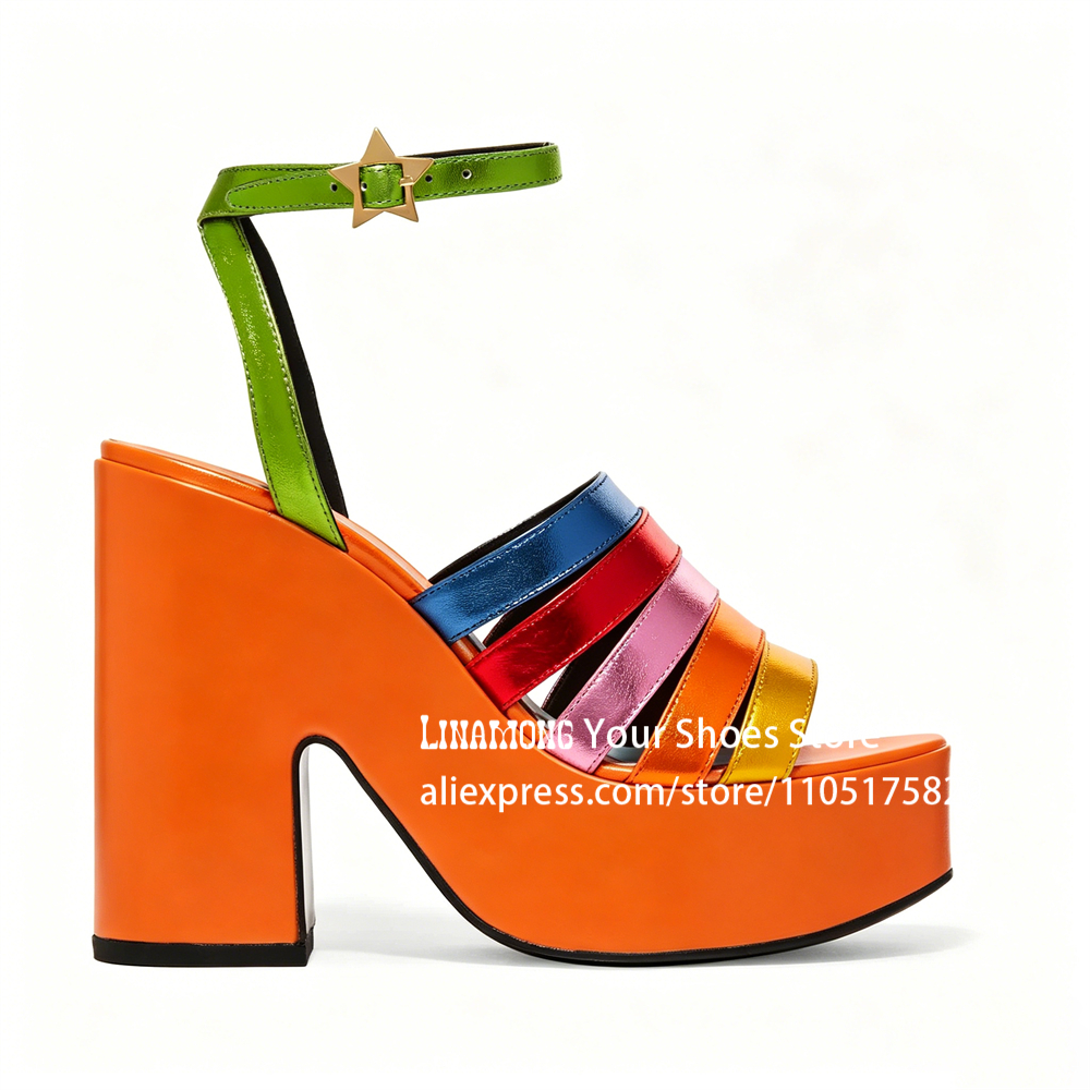 Multicolor Strappy Chunky Heel – Sandal Strappy Heeled Bewertung und Preis