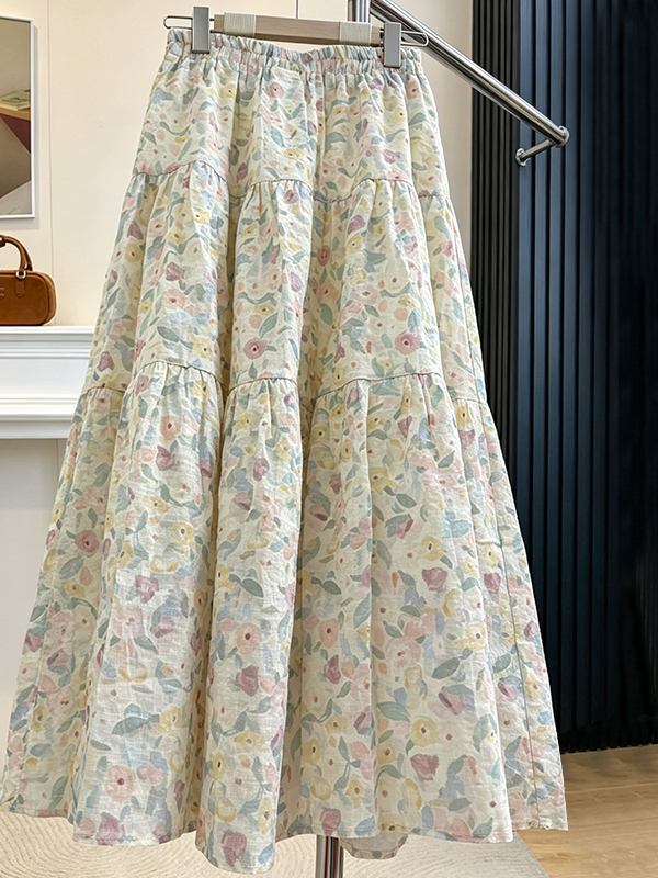 Summer Floral Print A-Line Mid – Midi Skirt Floral Bewertung und Preis