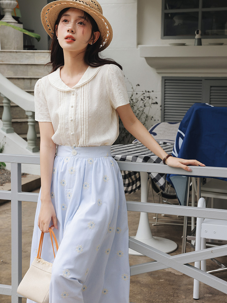 Vintage White Shirt Floral Emb – Midi Skirt Floral Bewertung und Preis