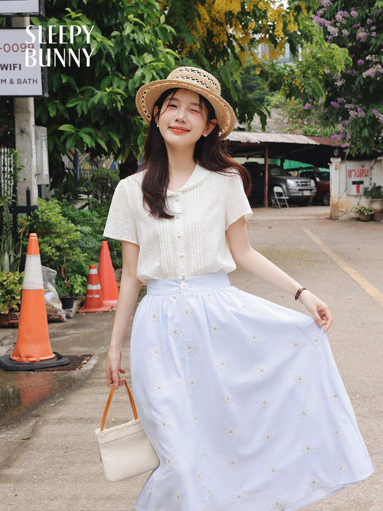 Vintage White Shirt Floral Emb – Midi Skirt Floral Bewertung und Preis