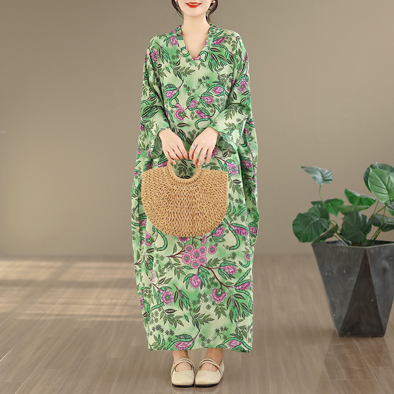 Large Size Floral Print Vacati – Linen Dress Wrap Bewertung und Preis