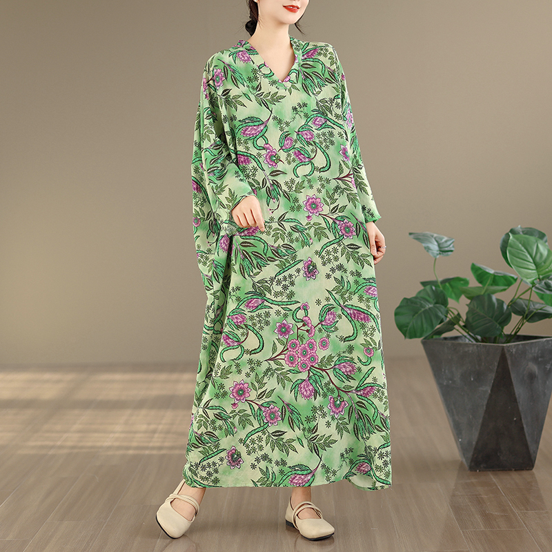 Large Size Floral Print Vacati – Linen Dress Wrap Bewertung und Preis