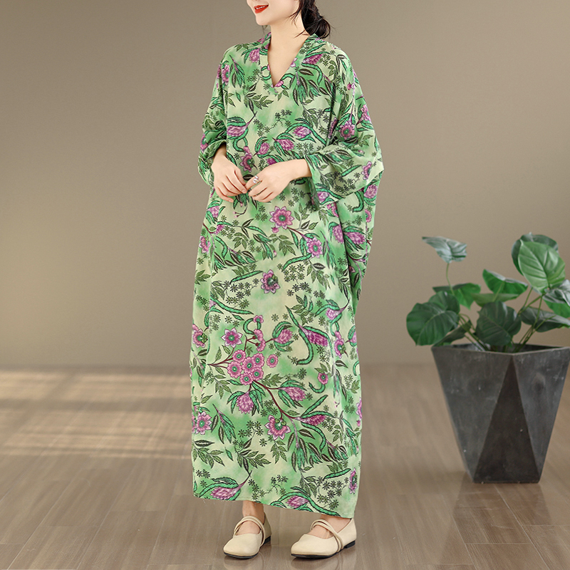 Large Size Floral Print Vacati – Linen Dress Wrap Bewertung und Preis