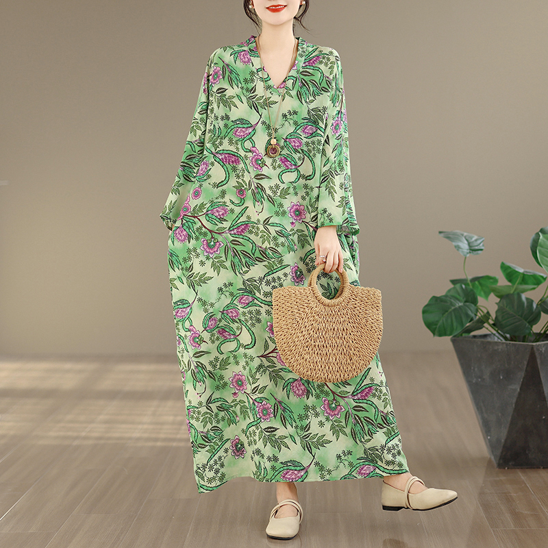 Large Size Floral Print Vacati – Linen Dress Wrap Bewertung und Preis