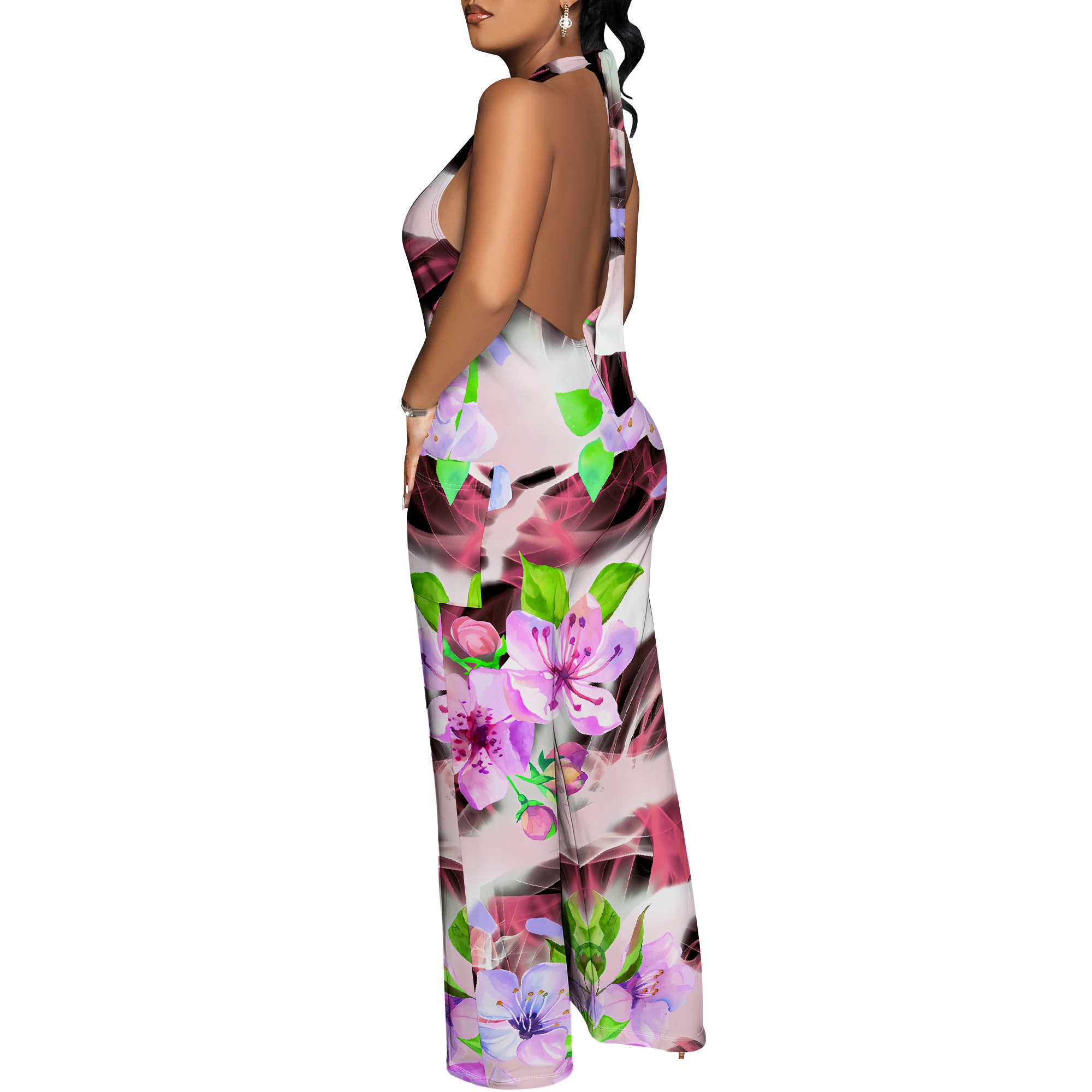 Floral Print Halter Jumpsuit - – Romper Floral Print Bewertung und Preis
