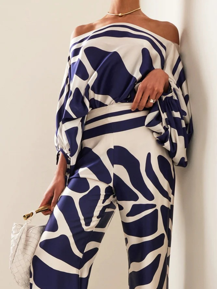 Women's Printed Satin 2-piece  – Blouse Off Shoulder Bewertung und Preis