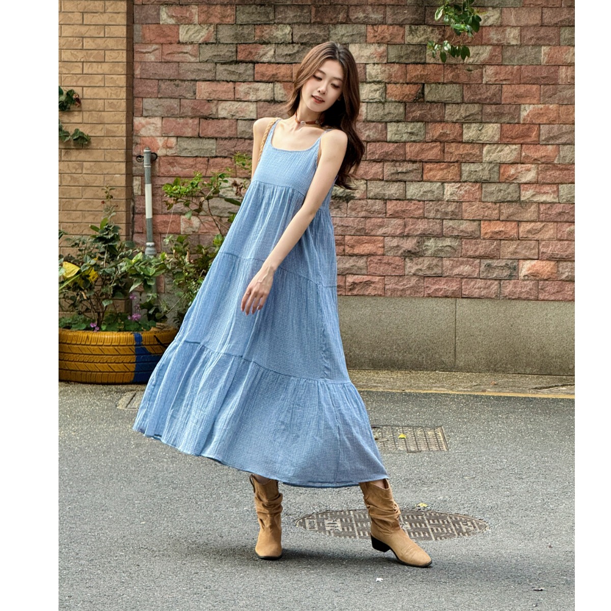 Elegant Blue Plaid Cotton Line – Linen Dress Wrap Bewertung und Preis
