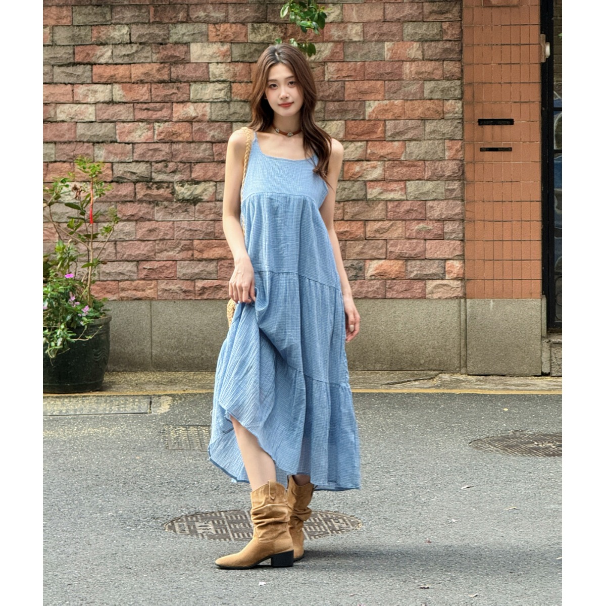 Elegant Blue Plaid Cotton Line – Linen Dress Wrap Bewertung und Preis