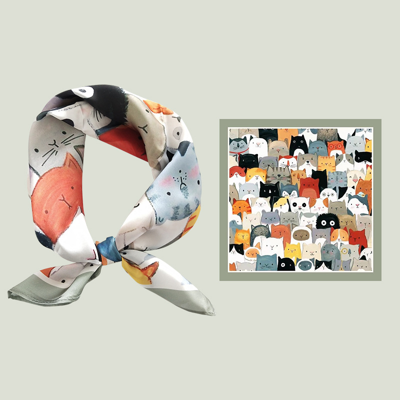 Women's Silk Cartoon Scarf Squ – Headband Summer Knit Bewertung und Preis