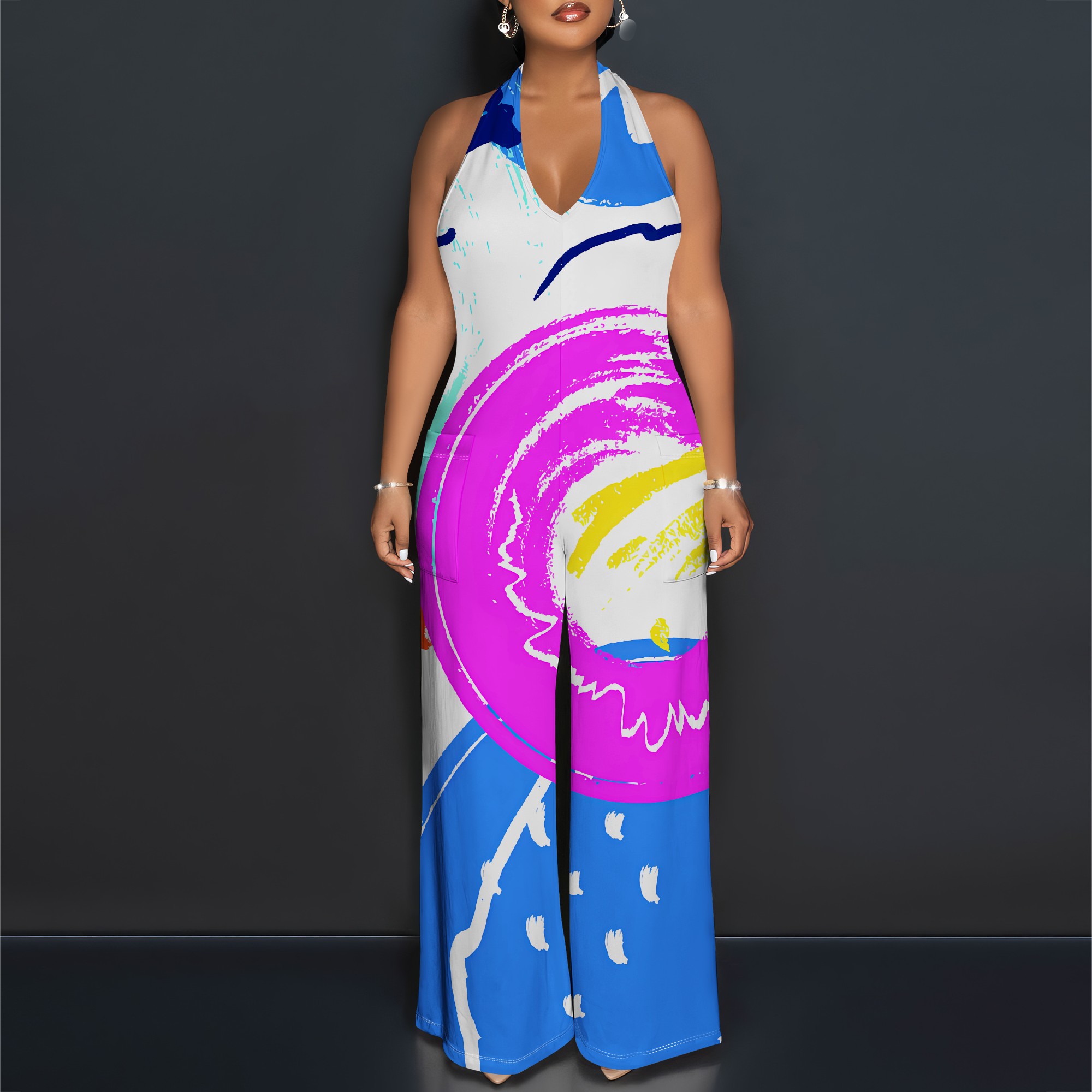 Bold Abstract Brushstroke Halt – Maxi Dress Halter Bewertung und Preis