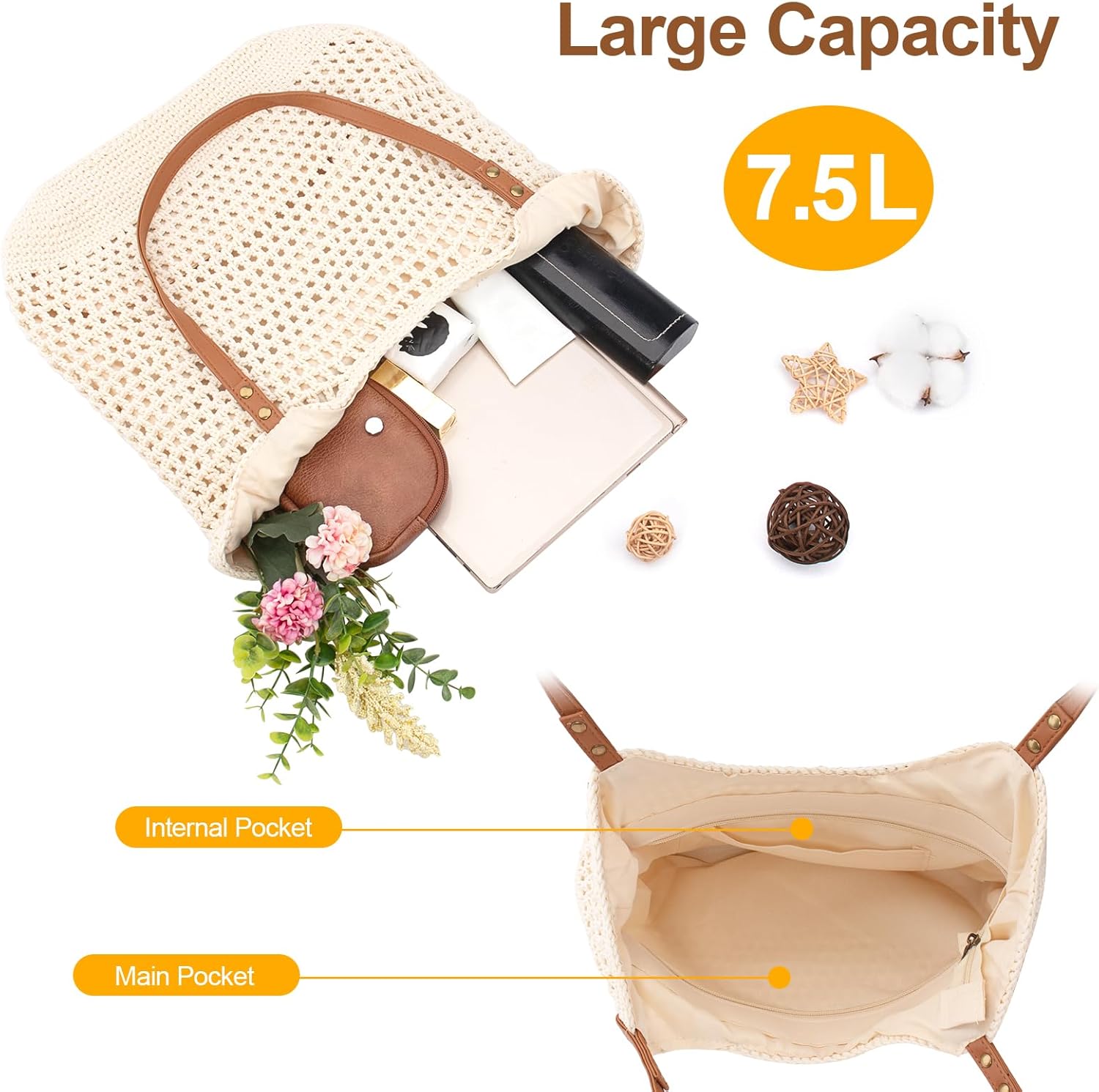 Crochet Beach Bag Purse, Boho  – Tote Bag Beach Bewertung und Preis