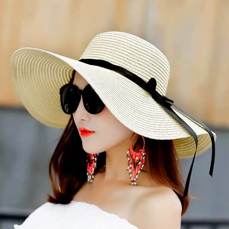 Summer Women Straw Hat Bowknot – Hat Floppy Wide Bewertung und Preis