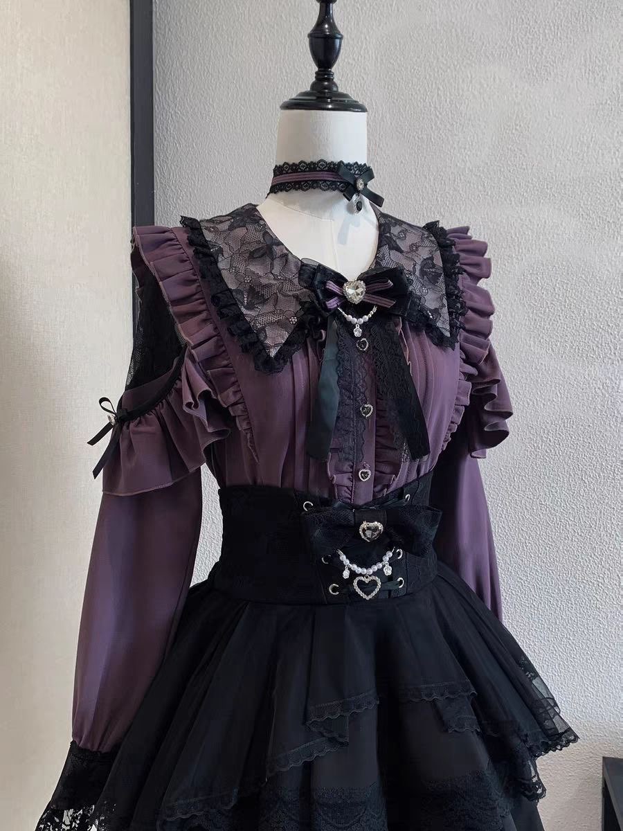 Harajuku Kawaii Skirt Sets Wom – Blouse Off Shoulder Bewertung und Preis