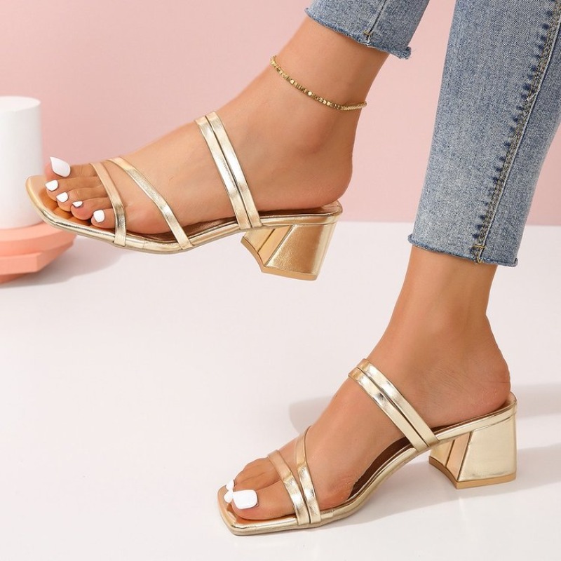 Women's Mules Open Square Toe  – Sandal Strappy Heeled Bewertung und Preis