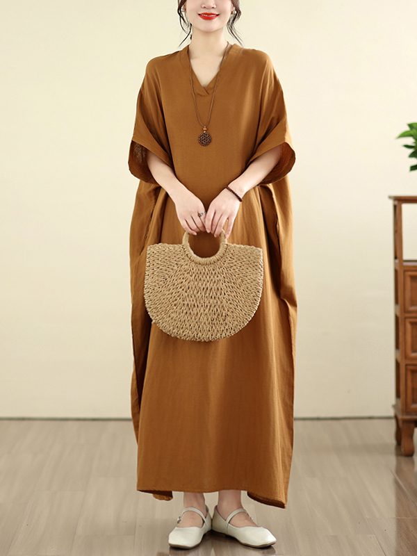 New Cotton Linen Knee-Length V – Linen Dress Wrap Bewertung und Preis