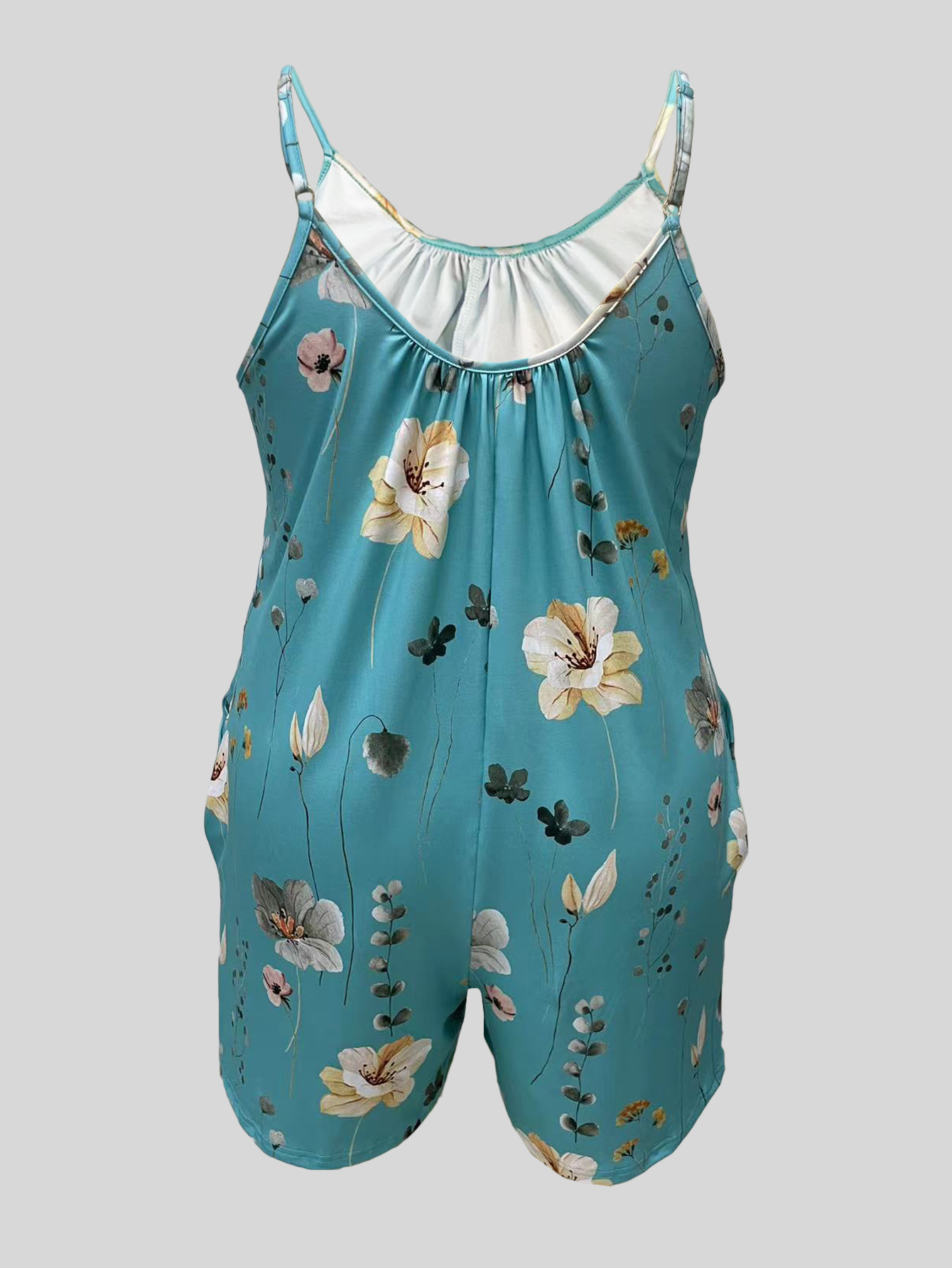 Plus Size Allover Print Cami R – Romper Floral Print Bewertung und Preis