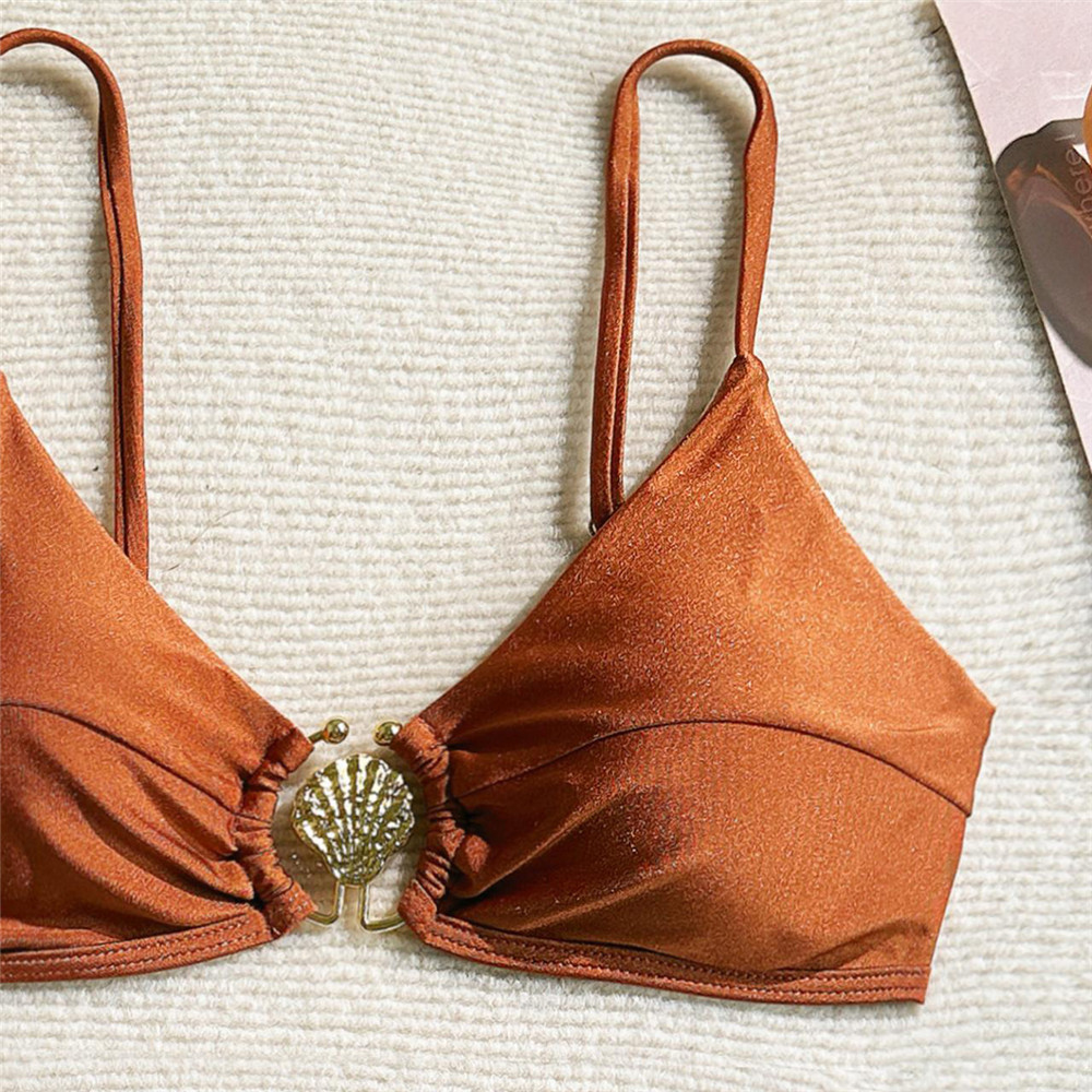Metal Shell Ring Swimwear Sexy – Swimsuit Bikini Ruched Bewertung und Preis