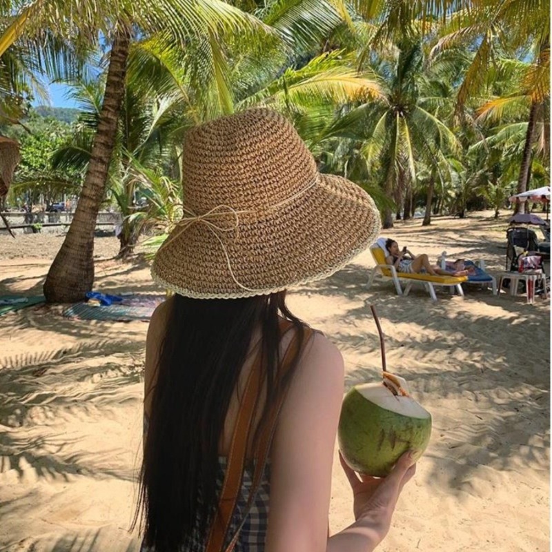 1pc Women's Summer Beach Straw – Hat Floppy Wide Bewertung und Preis