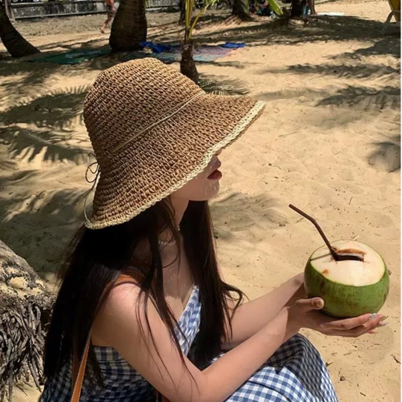 1pc Women's Summer Beach Straw – Hat Floppy Wide Bewertung und Preis