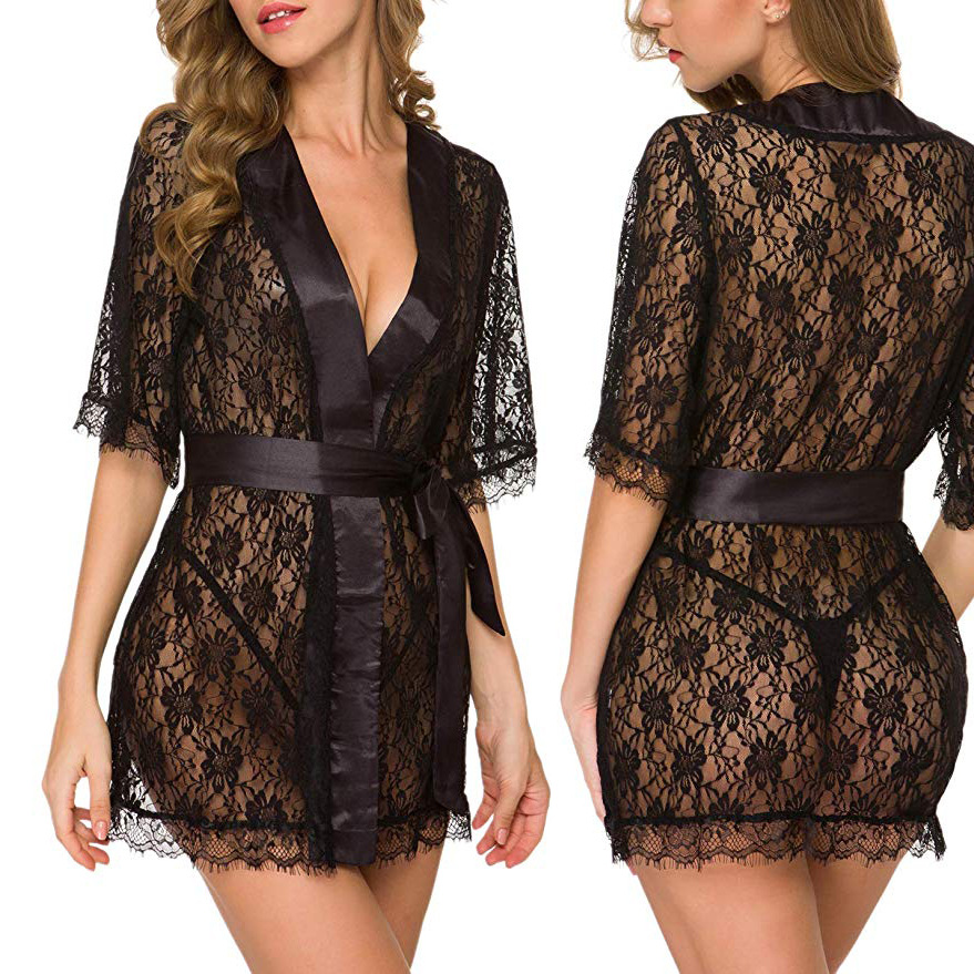 Floral Lace V-Neck Lingerie Ni – Kimono Sheer Floral Bewertung und Preis