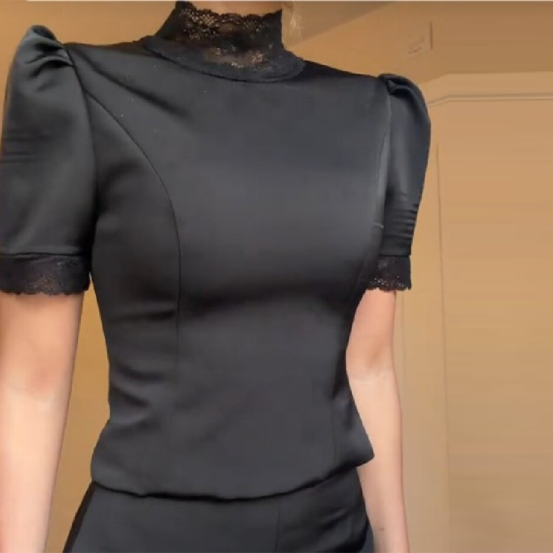 New Satin Lace Edge Top Short  – Blouse Off Shoulder Bewertung und Preis