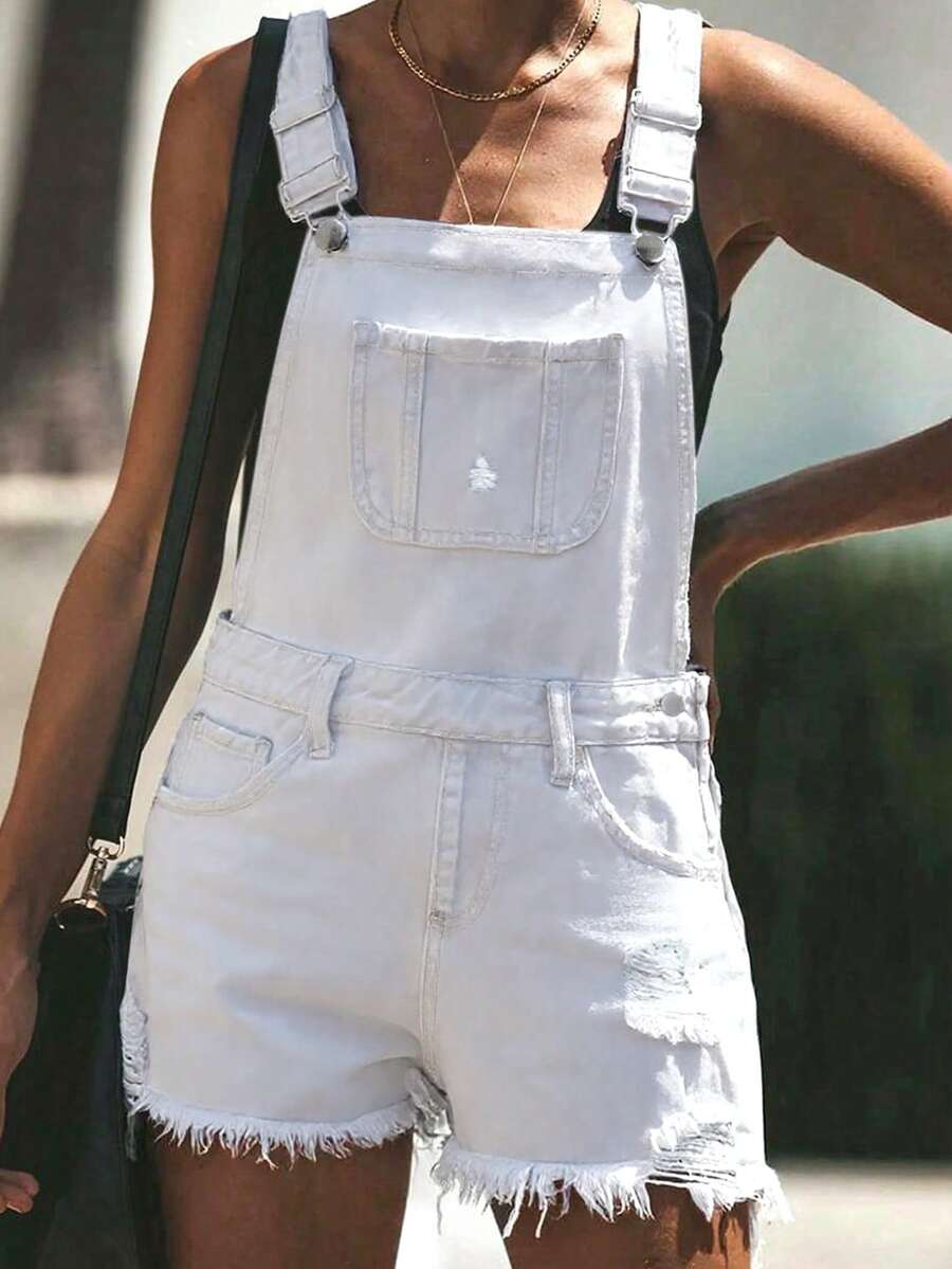 Womens White Distressed Denim  – Shorts Denim Frayed Bewertung und Preis