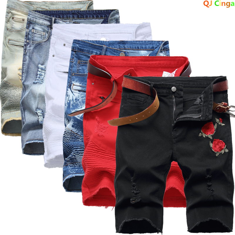 2026 Summer Men's Red Rose Emb – Shorts Denim Frayed Bewertung und Preis