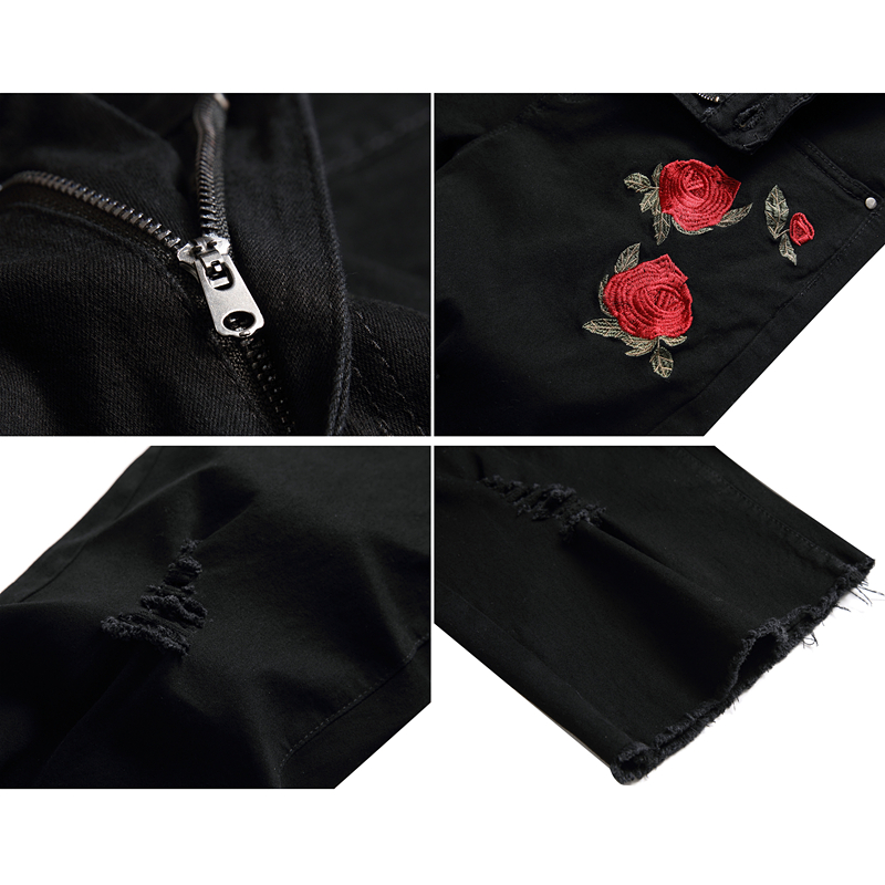 2026 Summer Men's Red Rose Emb – Shorts Denim Frayed Bewertung und Preis